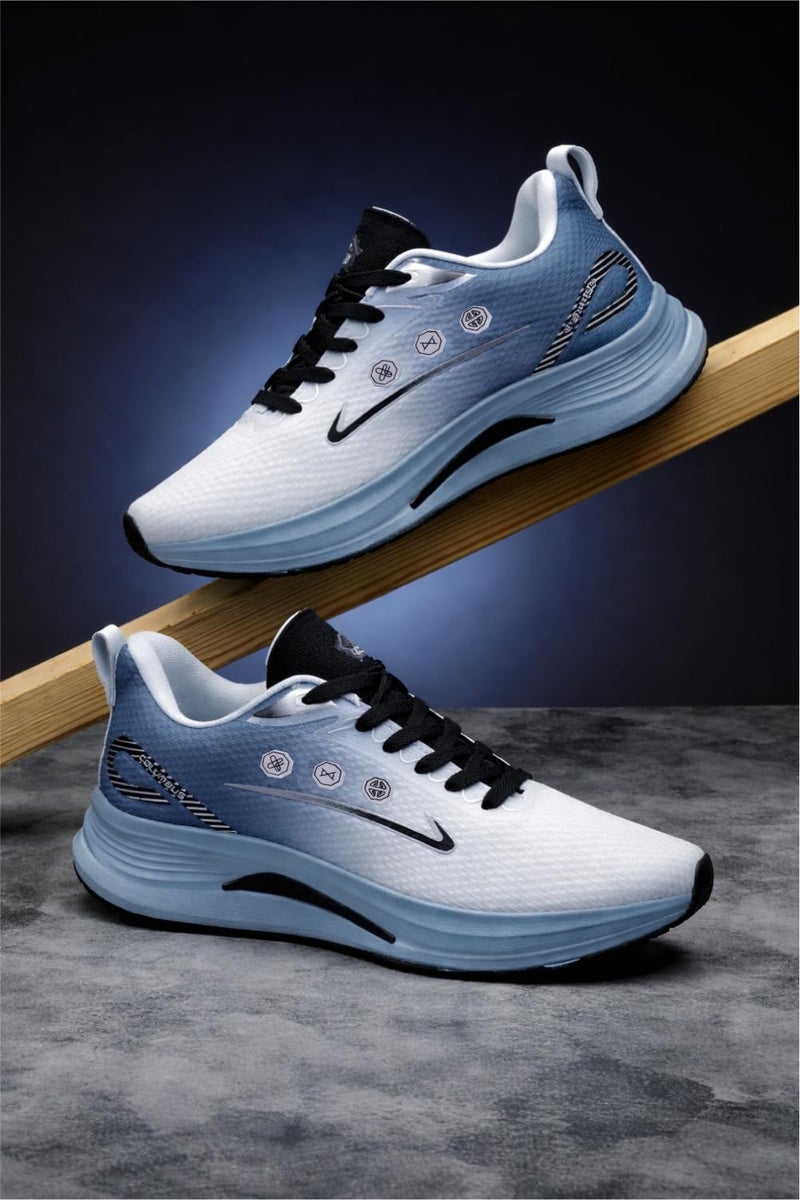 Columbus Wireless Running Shoes|Walking Shoes| Training & Gym Shoe | Outdoors Shoe for Men L.Gray & P.Blue (10) - Image 2