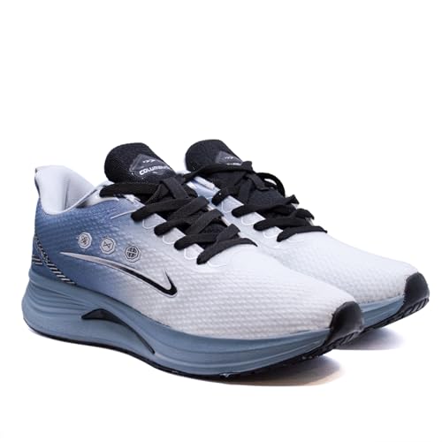 Columbus Wireless Running Shoes|Walking Shoes| Training & Gym Shoe | Outdoors Shoe for Men L.Gray & P.Blue (10) - Image 1