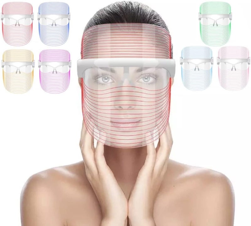 7 Colours LED Beauty Mask Facial Light Therapy Acne Treatment Blackhead Remover Face Skincare at Home For Women Light Comfortable