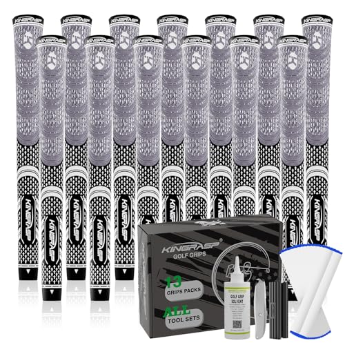 KINGRASP Premium Rubber Golf Grips 13 Pack, Anti-Slip，Super Stability,Cord Rubber, Golf Club Grips,Standard/Mid Size/Oversize, 13 Grips with All Kits - Image 1