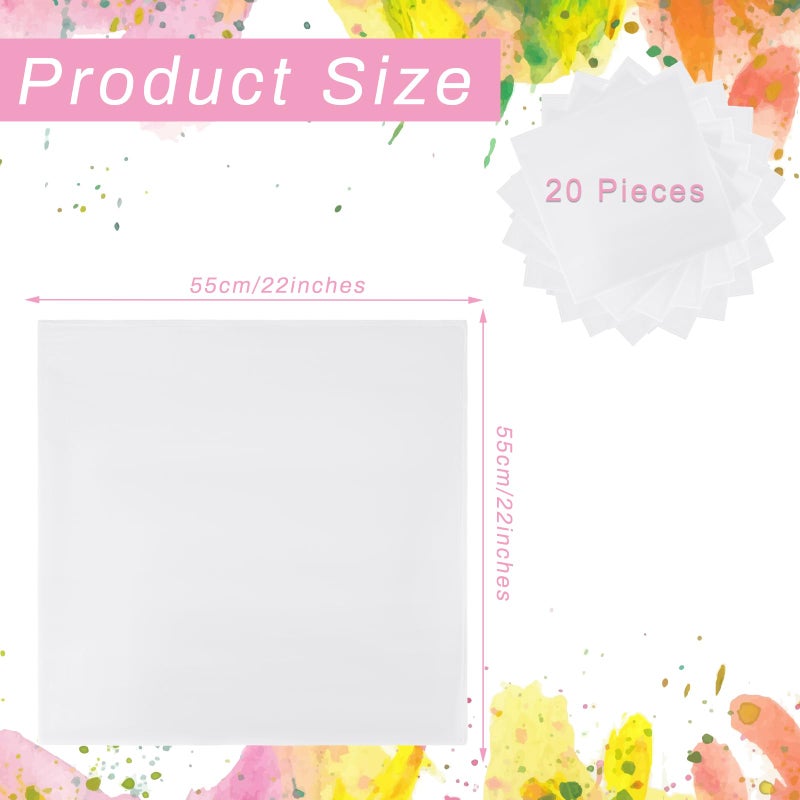 Fivebop 20 Pcs White Bandanas for Tie Dye DIY Blank Cotton Bandanas Plain Handkerchiefs Headband Head Wrap 22" x 22" (20-White) - Image 2