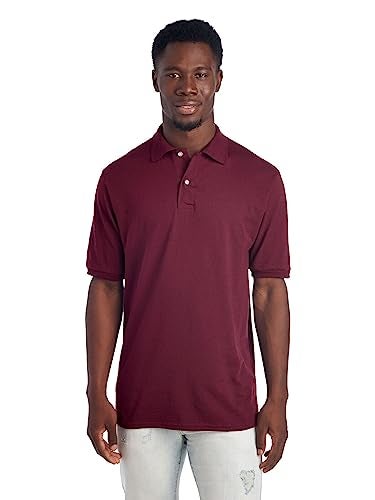 Jerzees Men's SpotShield Stain Resistant Polo Shirts (Short & Long, Short Sleeve-Maroon, X-Large - Image 2