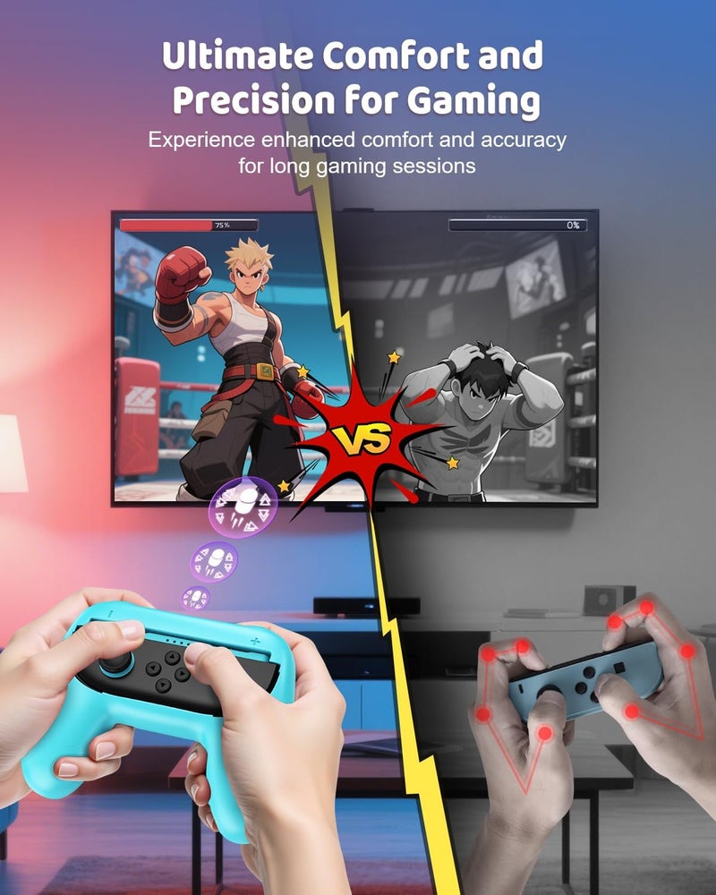 [مناسب لسويتش 2/1] مقابض تحكم لقبضة نينتندو سويتش 2/سويتش 1/موديل OLED، مقابض محمولة مريحة لجوي كون 2/1، حامل قبضة مريح مكون من قطعتين لإكسسوارات السويتش - Image 5