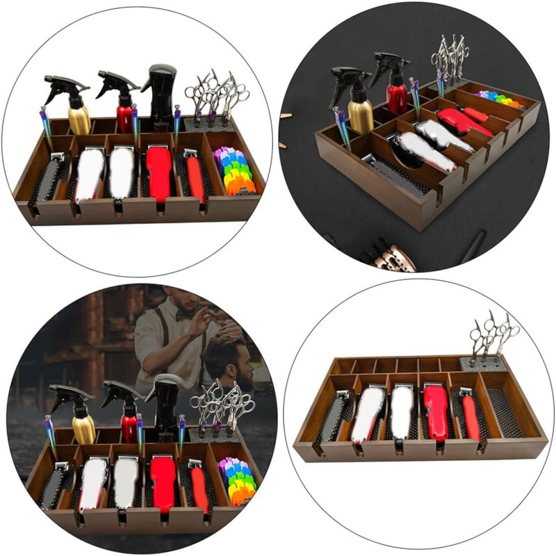 Stain resistant GANAZONO 1Pc Solid Wood Hair Cutter Organizer Hair Salon Storage Box with Capacity Design for Neat Tool Management Barbershops and Salons Closed & open space compatible Light & sturdy Classic modern blend design Flexible use switching Regular scheduled transit Transparent body Changing environment compatible Gulf market trial optimized design Sufficient order stock Gulf market standard build Personal & public compatible Stable base Globally trusted affordable quality Assorted color options Gulf standard sizing alternatives Universal design Cross-material combo compatible Multi-style matching design All-season available stock Repeated assemble detach compatible KSA standard compatible design Minimal design Multiple local stock source Long term use design - Image 5