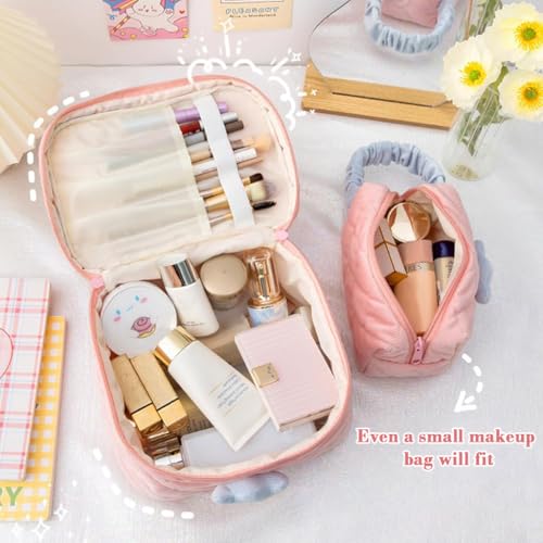 MAYCREATE® Makeup Pouch Bag, 2Pcs Soft Corduroy Travel Makeup Bag Set, Cute Toiletries Wash Bag Pouch, Stylish Cosmetic Storage Bags for Daily or Travel - Image 5