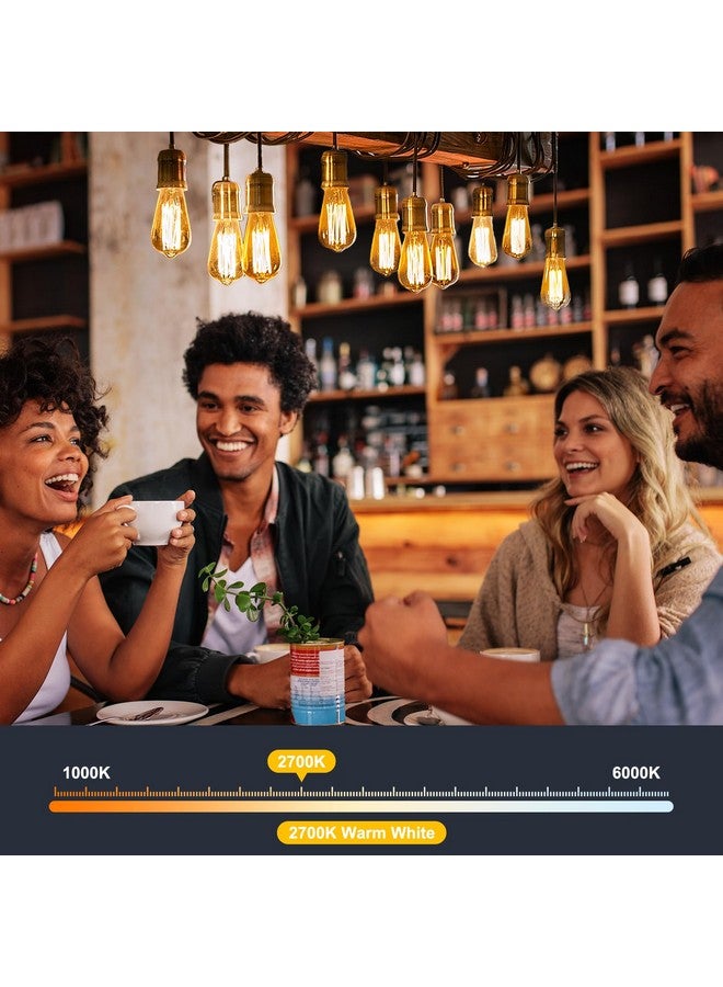 Brightown 6 Pack LED Edison Light Bulbs, 6W, Equivalent 60W, High Bright 2700K Warm White,750 Lumens, Non-Dimmable, E26 Base ST58 Antique Filament Bulbs with 80+ CRI for Ceiling Fan Bathroom Porch - Image 2