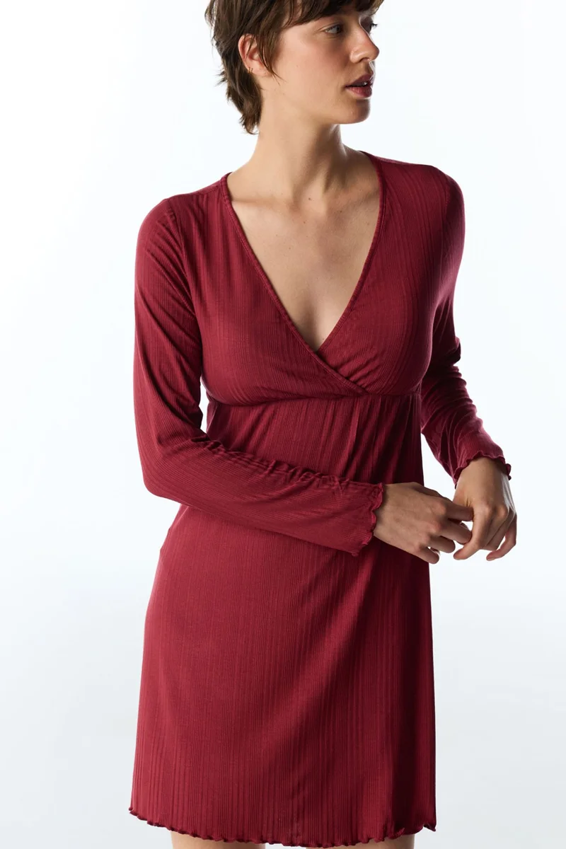 بنتي PENTI Lana Ribbed Long Sleeve Nightdress