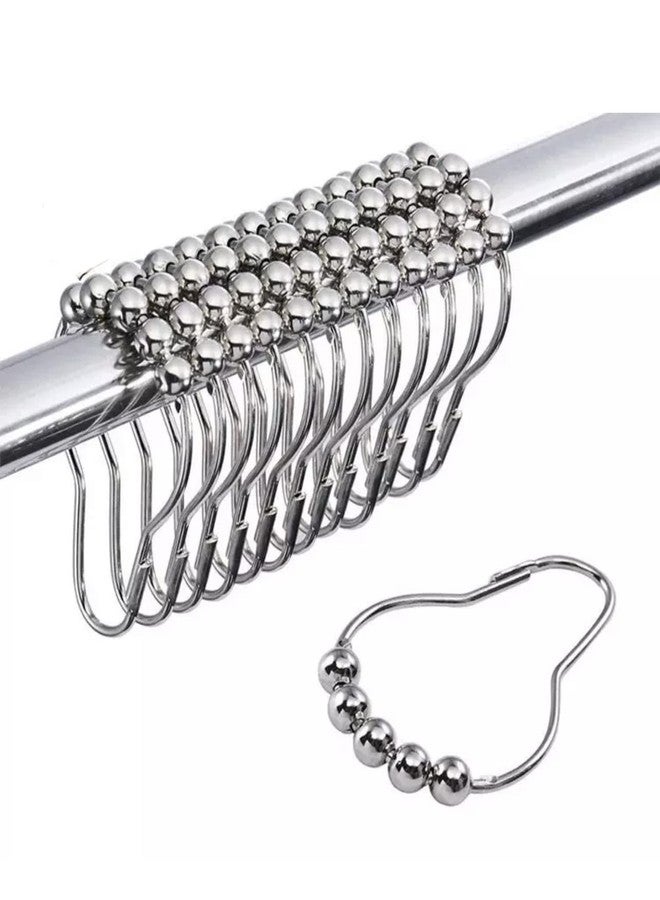 Shower Curtain Rings, Set of 12, Rust-Resistant Metal Shower Hooks Ring Shower Rings for Curtain Rolling Shower Curtain Hooks for Bathroom Shower Rod Shower Curtain Hangers - Nickel - Image 2