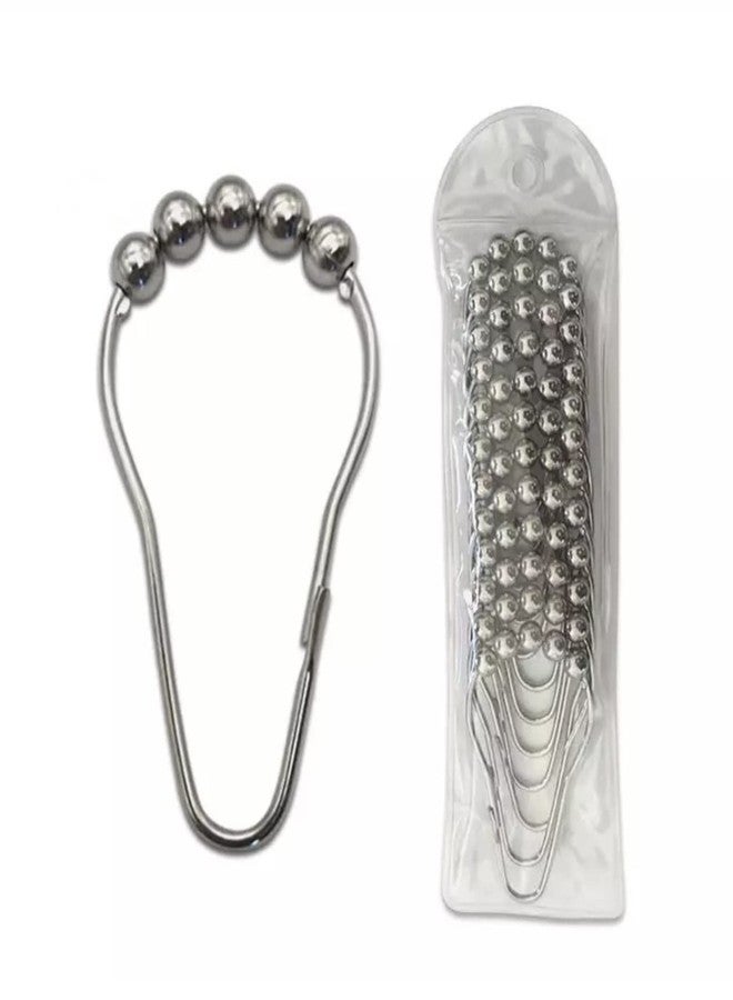 Shower Curtain Rings, Set of 12, Rust-Resistant Metal Shower Hooks Ring Shower Rings for Curtain Rolling Shower Curtain Hooks for Bathroom Shower Rod Shower Curtain Hangers - Nickel - Image 3