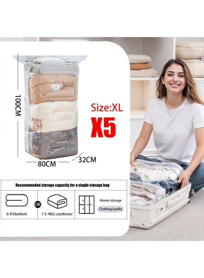 TAPIT 5 PCS Vacuum Storage Bags Reusable Space Saver Compression Bag Extra Large Vacuum Seal Bags for Clothing Comforters Blankets Bedding Sweater Closet Organizers  (XL-100*80*32CM) - Image 3