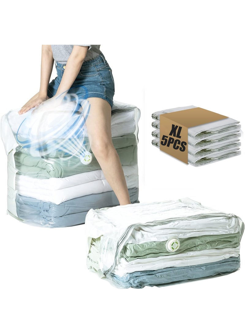 TAPIT 5 PCS Vacuum Storage Bags Reusable Space Saver Compression Bag Extra Large Vacuum Seal Bags for Clothing Comforters Blankets Bedding Sweater Closet Organizers  (XL-100*80*32CM) - Image 1