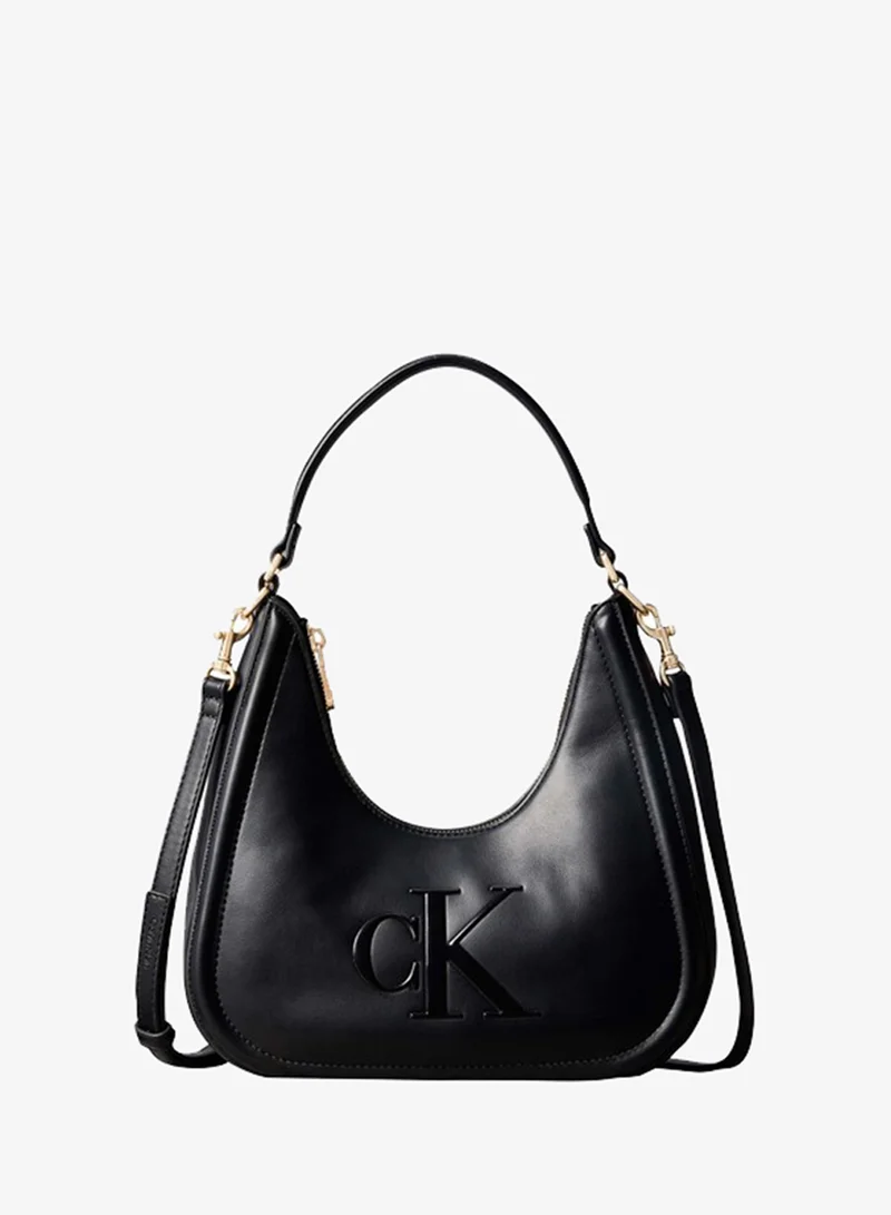 Embossed Monogram Crescent Bag