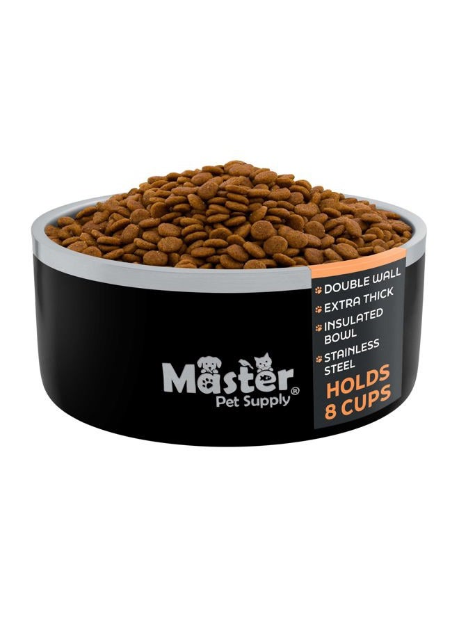 Master Pet Supply Stainless Steel Dog Bowls - 64 oz, Heavy Duty - Black Velvet, Double Wall Extra-Thick Insulated, Non-Slip Pet Water Bowl for Dogs, Cats & Pets, Anti Rust Metal, Dish Washer Safe - Image 1