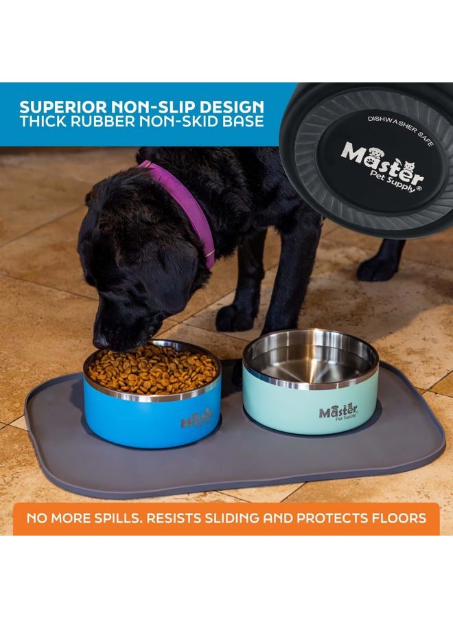 Master Pet Supply Stainless Steel Dog Bowls - 64 oz, Heavy Duty - Black Velvet, Double Wall Extra-Thick Insulated, Non-Slip Pet Water Bowl for Dogs, Cats & Pets, Anti Rust Metal, Dish Washer Safe - Image 5