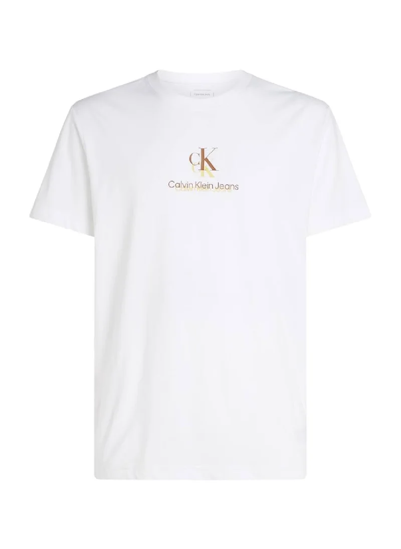 Calvin Klein Jeans Men's Monogram T-Shirt - Cotton, White