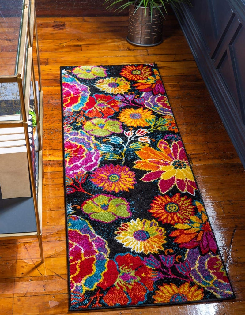 Unique Loom Lyon Collection Area Rug  Kennedy 2 x 6 1 Runner Black Green