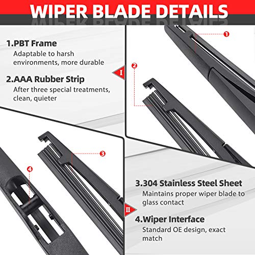 OTUAYAUTO Rear Windshield Back Wiper Arm Blade Set - Replacement for KIA Sportage 2011 2012 2013 2014 2015 2016 OE:988111H000 - Image 3