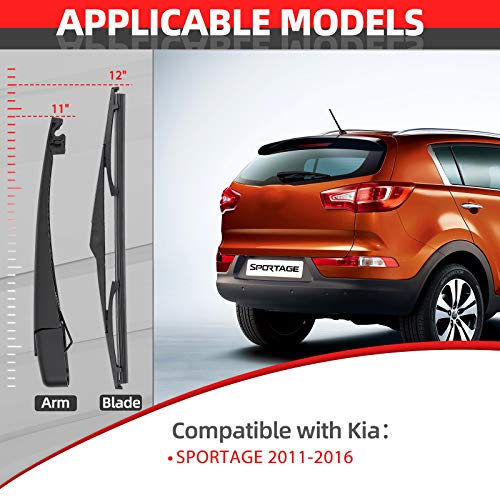 OTUAYAUTO Rear Windshield Back Wiper Arm Blade Set - Replacement for KIA Sportage 2011 2012 2013 2014 2015 2016 OE:988111H000 - Image 4