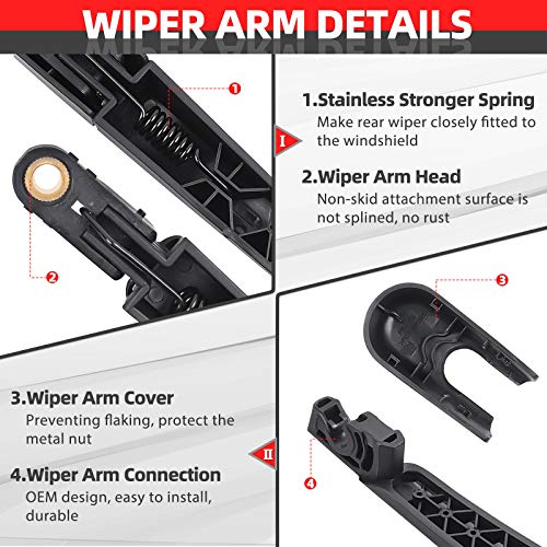 OTUAYAUTO Rear Windshield Back Wiper Arm Blade Set - Replacement for KIA Sportage 2011 2012 2013 2014 2015 2016 OE:988111H000 - Image 2