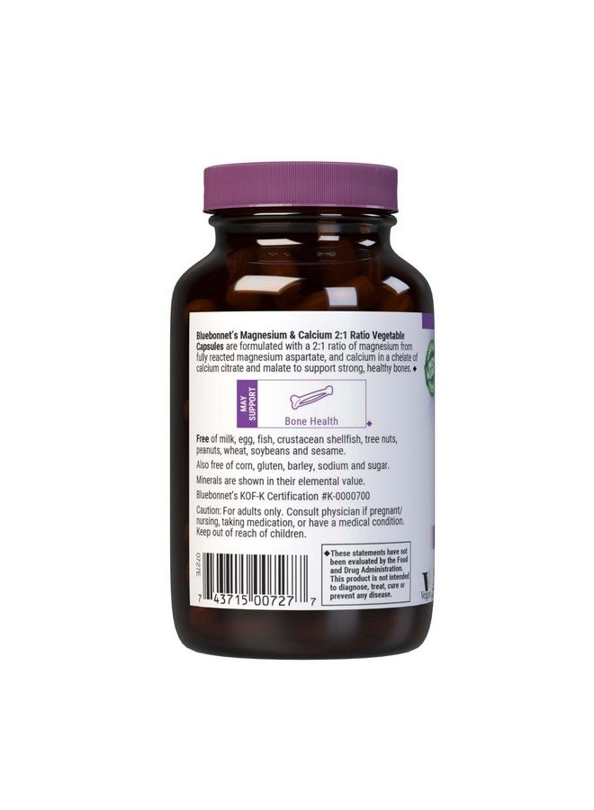 Bluebonnet Nutrition Magnesium & Calcium 2:1 Ratio, Bone Health*, Non-GMO, Vegan, Kosher Certified, Gluten-Free, Soy-Free, Dairy-Free, 90 Vegetable Capsules, 30 Servings - Image 3