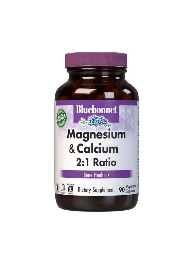 Bluebonnet Nutrition Magnesium & Calcium 2:1 Ratio, Bone Health*, Non-GMO, Vegan, Kosher Certified, Gluten-Free, Soy-Free, Dairy-Free, 90 Vegetable Capsules, 30 Servings - Image 1