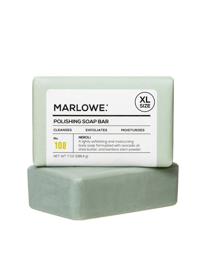 Marlowe No. 108 Lightly Exfoliating Soap Bar, 7oz, Polishing, Moisturizing & Cleansing Bar Soap for Men, Made with Natural Ingredients - Image 1