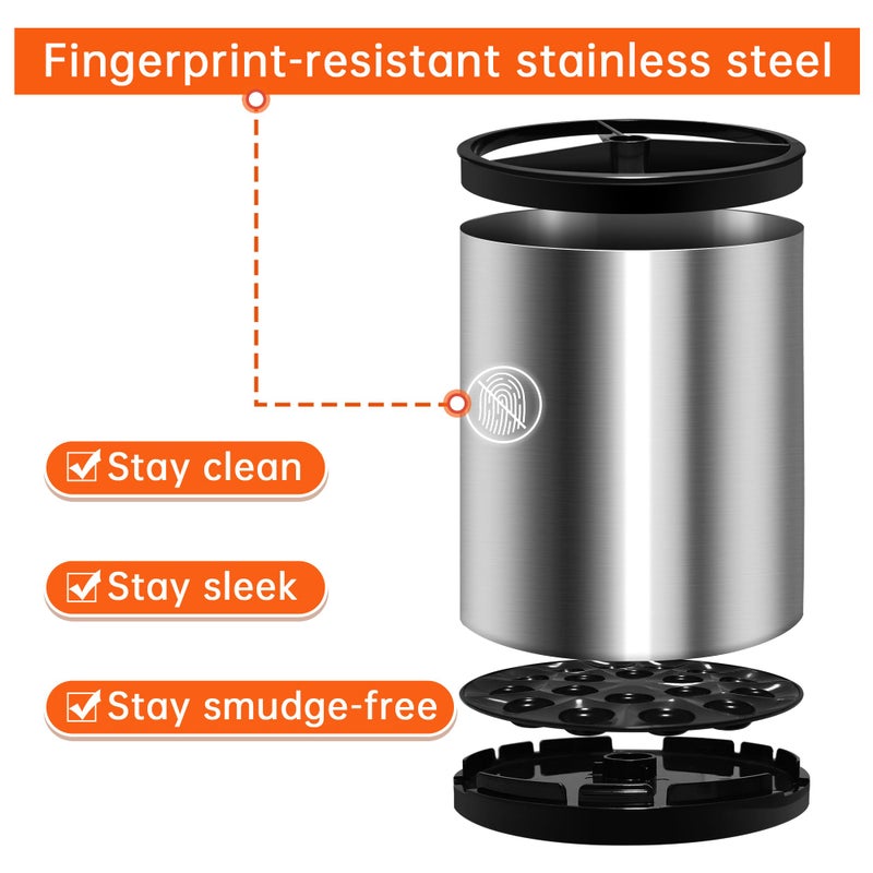 OPPRSPRS Stainless 360° Rotating Kitchen Utensil Holder,Large Counter Utensil Caddy, Cooking Spoon Stand Spatula Cutlery Metal Utensil Canister Tool Silverware Holder Rack for Countertop(Silver) - Image 4