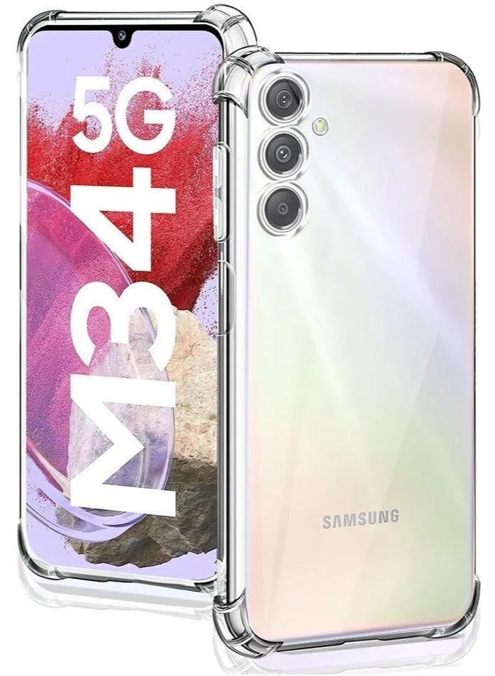 Case for Samsung Galaxy M34 5G Shockproof Anti-Scratch Transparent Cover for Shock Absorption with Soft TPU Bumper, Thin Soft Silicone TPU Case Clear - Image 1