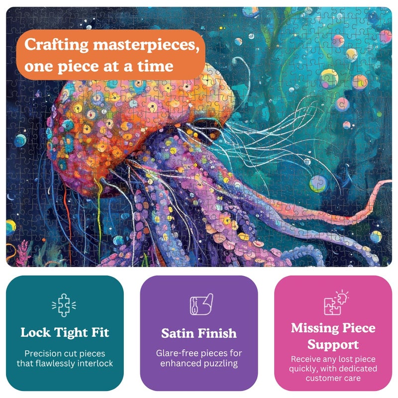 Cross & Glory | 1000 Piece Jigsaw Puzzles for Adults | Ocean’s Opus: The Majestic Medusa │ Jellyfish Puzzle │ Satin Finish Ocean Puzzle│ Ages 14+ - Image 4