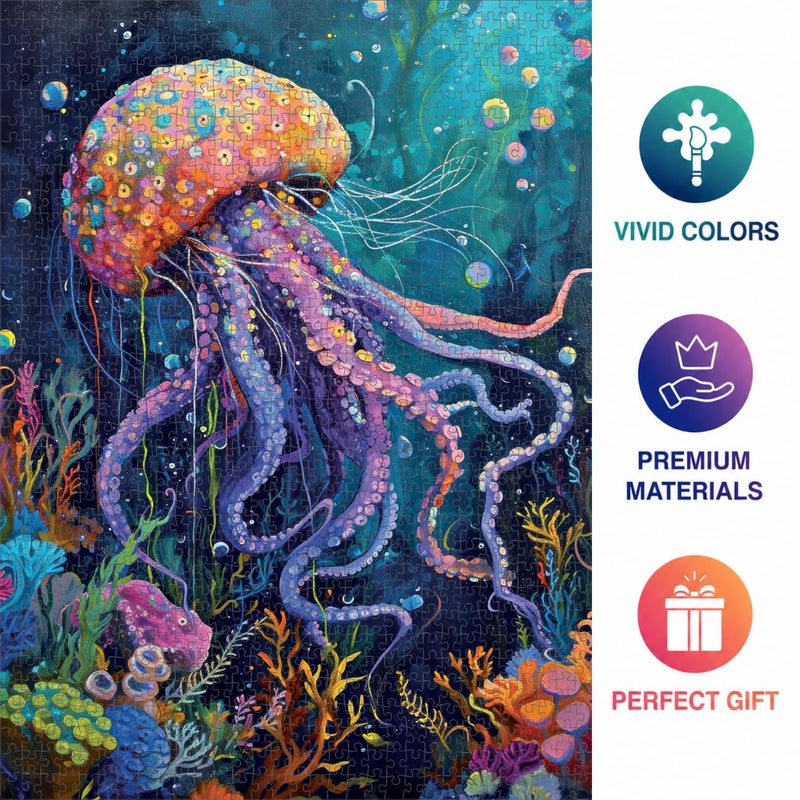 Cross & Glory | 1000 Piece Jigsaw Puzzles for Adults | Ocean’s Opus: The Majestic Medusa │ Jellyfish Puzzle │ Satin Finish Ocean Puzzle│ Ages 14+ - Image 5