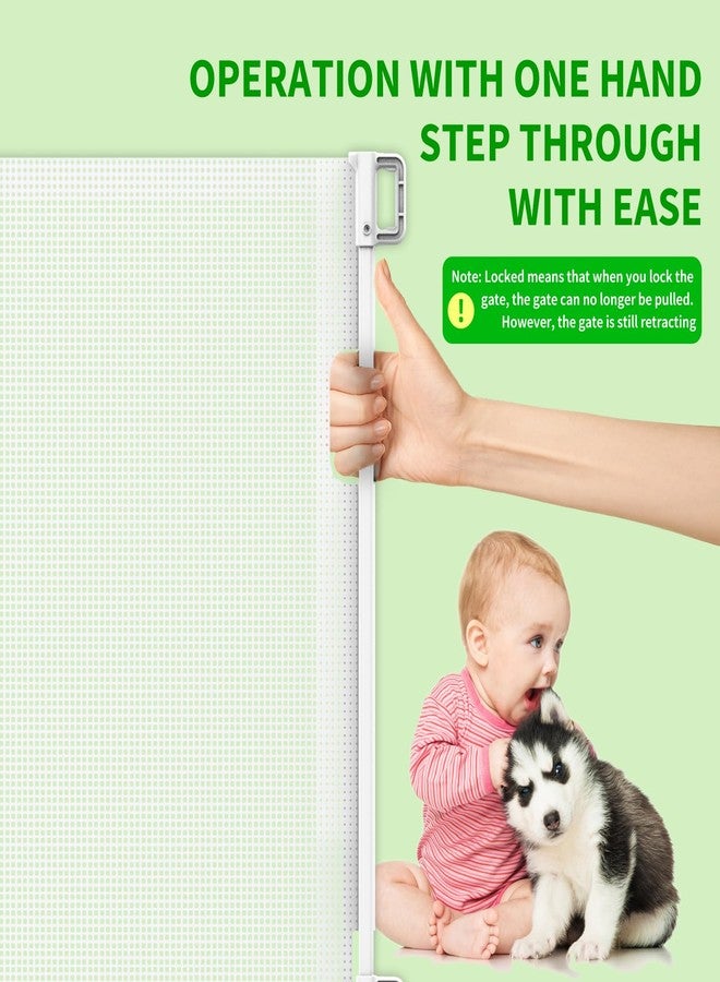 KYXAIN Upgraded Retractable Baby Gate for Stairs, 33"Tall Expands 55"Wide Ideal Safety Solution Dog Gate for Stairs Doorways Hallways Indoor Outdoor Mesh Baby Gate Retractable Screen Door(White,86CMx140CM) - Image 5