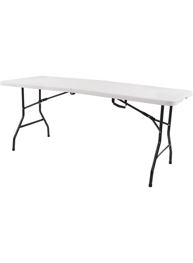 Foldable Heavy-Duty Plastic Table – 6 Feet (1.8M), Portable for Outdoor, Camping & Garden – White - Image 1