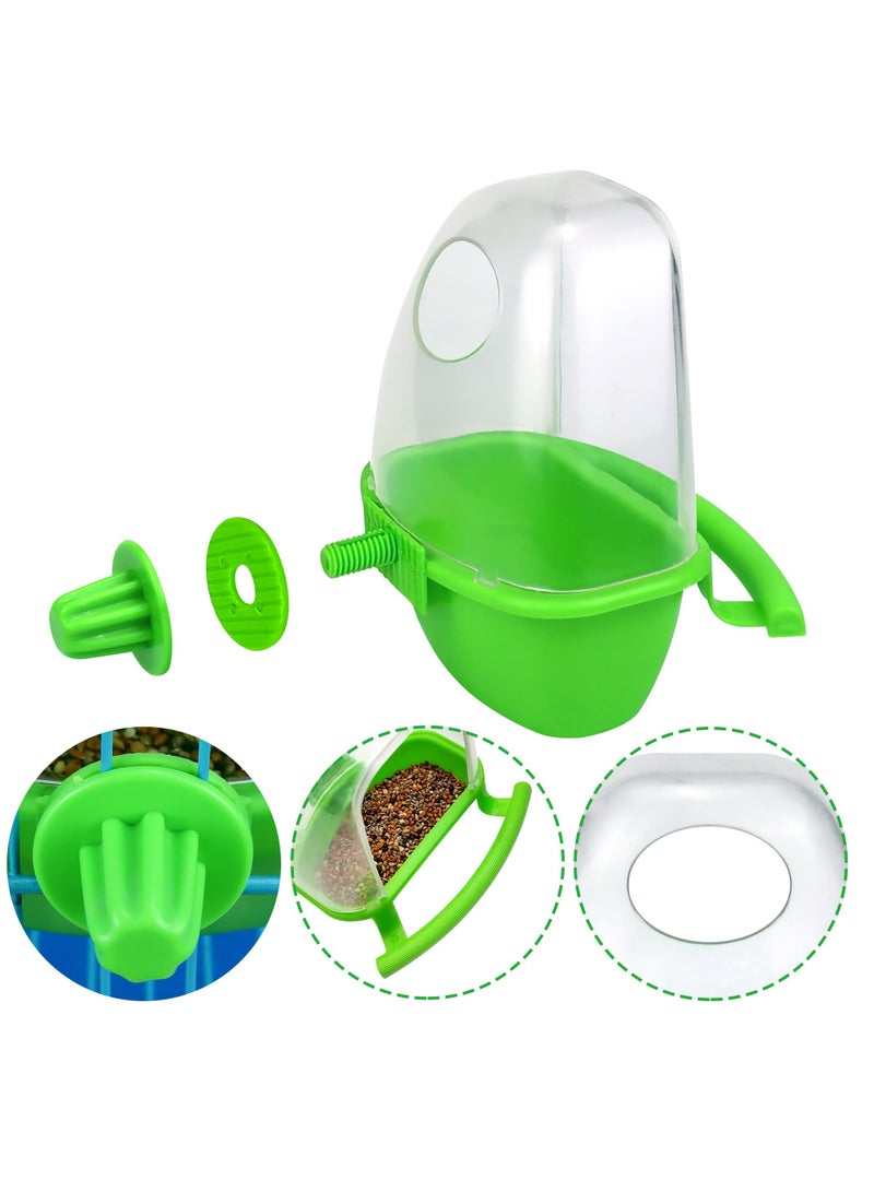 Excefore 2Pcs Birds Water Food Container +Bird Cage Fruit Vegetable Holder Feeder, Parrot Feeder Hanging Food Bowl, Pet Vegetable Rack Baskets with Stand Perch for Parakeet Budgies Cockatiel Lovebirds, green - Image 3