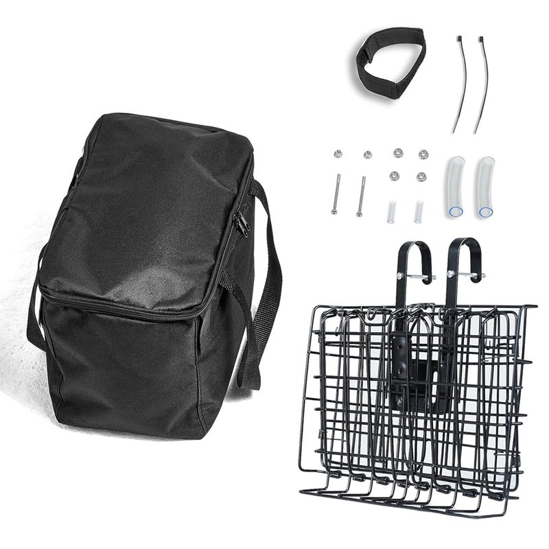 LIQING Bike Basket Front Folding Bicycle Basket with Removable Liner Bag, Quick Release Design Metal Ebike Basket for Adult Women/Men Carrying Dogs, Pets, Fruit & Grocery (L-Black) - Image 5