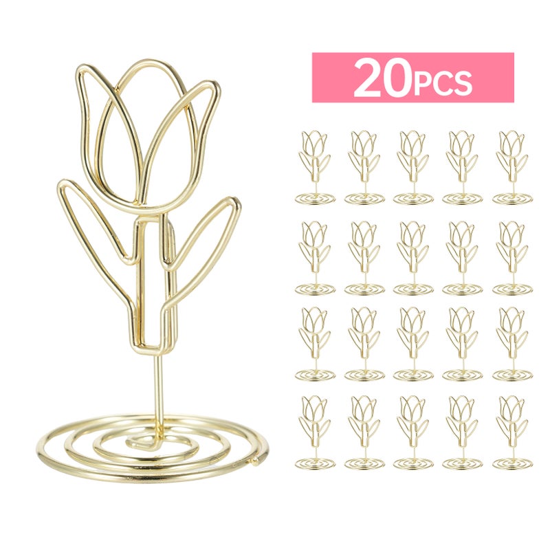 20 Pack Table Number Holder Photo Clips Tulip Shaped Sign Stand Name Card  for Centerpieces Wedding Birthday Party Home Decoration - Image 2