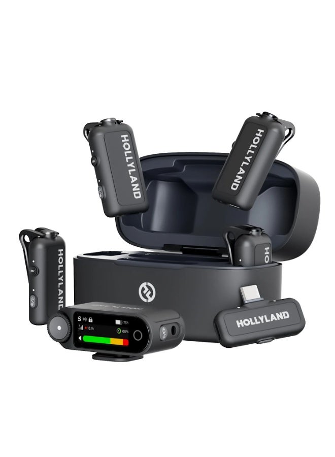 Hollyland Lark Max 2 Combo Professional 4Person Wireless Mic System with 32-bit Float Audio. Lark Max2 Space Gray