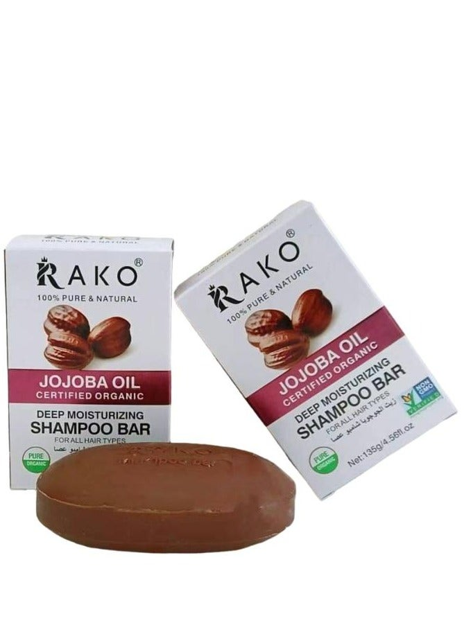 RAKO Jojoba Oil Certified Organic Deep Moisturizing Shampoo Bar 2 Pcs