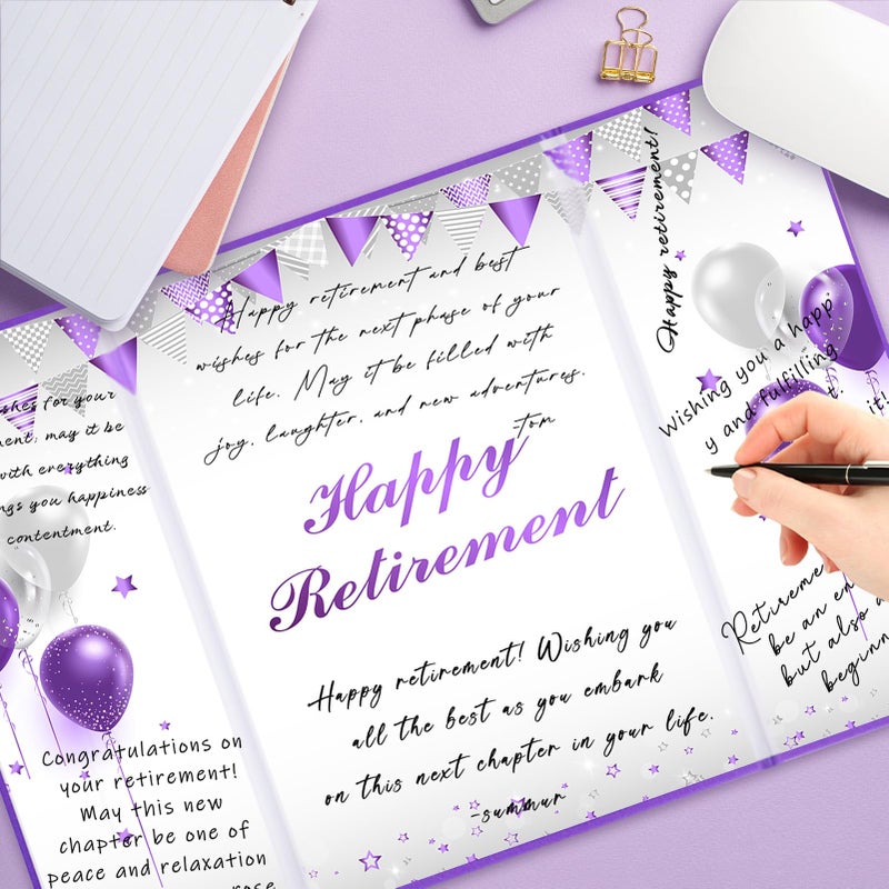 Roetyce Retirement Party Decorations, Purple Retirement Guest Book, Hapyy Retirement Decorations, Best Retirement Gifts for Women, Retired Keepsake for Coworker, Jumbo Retirement Card Signature Board - Image 4