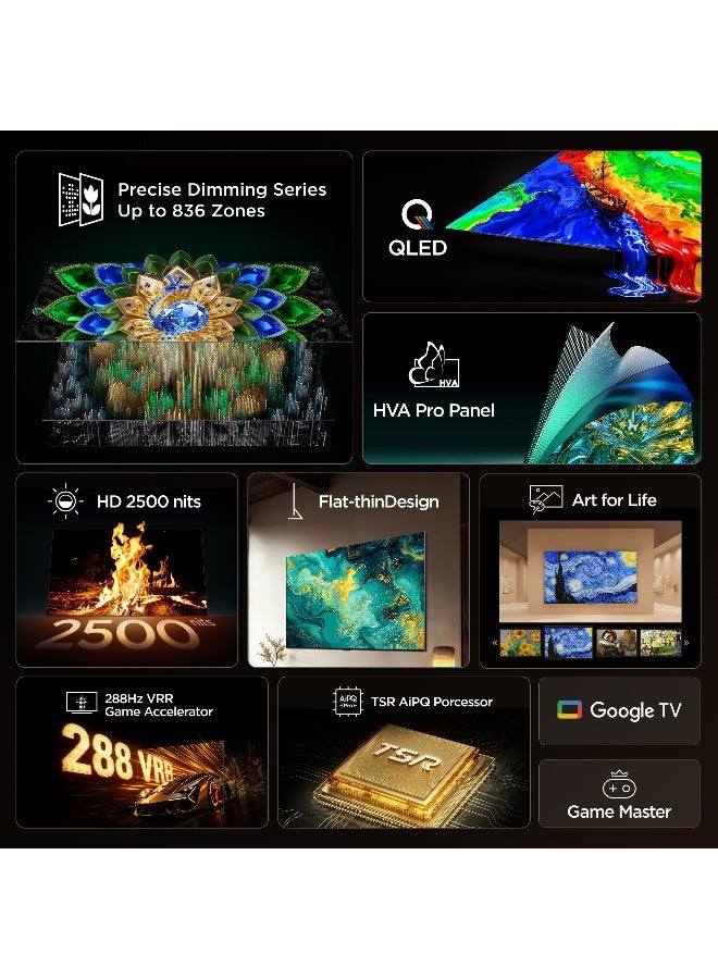 تي سي إل TCL Television 65 Inch 4K QD-Mini LED Google Smart TV, 144Hz Refresh Rate, Up to HDR 2500nits, 93% DCI-P3, TSR AiPQ, Flat-thin Design 65A400U (2026 Model) 65A400U Black - Image 2