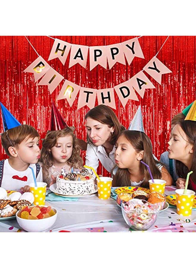 2 حزمة رقائق ستارة الخلفية الأحمر المعدني Tinsel رقائق حافة ستائر صورة كشك الدعائم لعيد ميلاد زفاف خطوبة الطفل دش Bacheloretteحفل ديكورات - Image 3