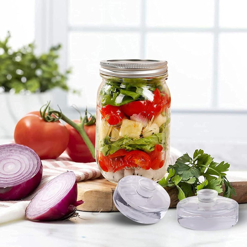 eleganttime 4-Pack Easy Grip Handle Glass Fermentation Weights for Wide Mouth Mason Jars, Clear, 7 OZ Each, Canning, Jar, Fermenting, Pickling, Sourkrout, Kraut Weight, Gift Box - Image 4