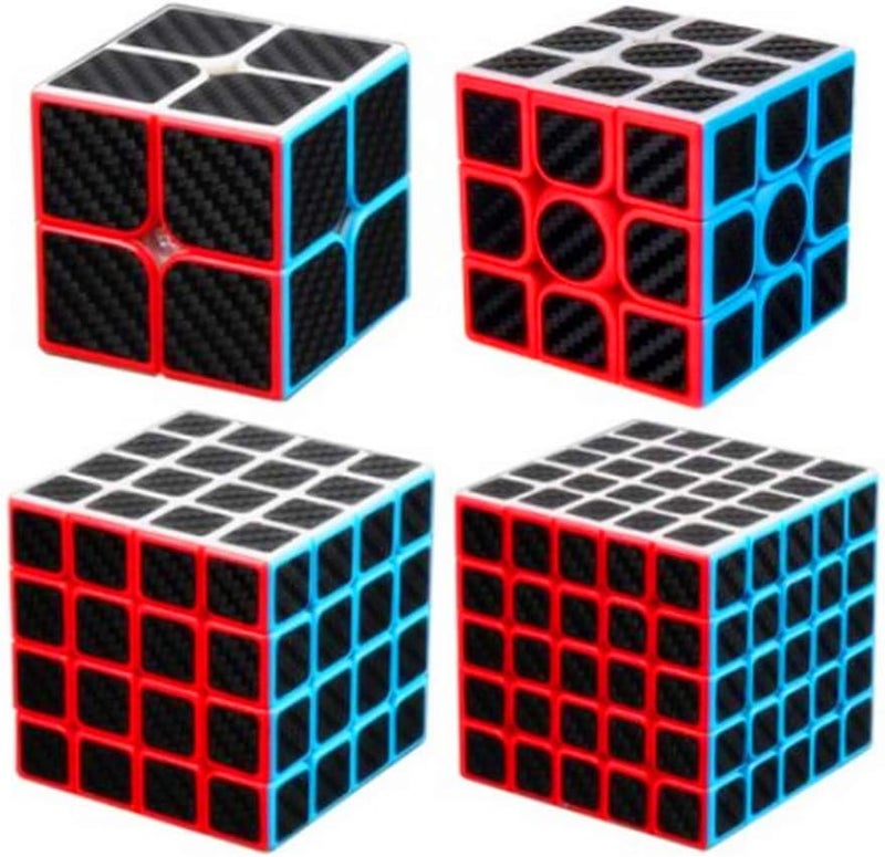 CuberSpeed Cuberspeed MFJS MeiLong Carbon Fiber Cubic Gift Box Bundle Phantom Carbon Fiber Sticker Speed Cube 2x2 3x3 4x4 5x5 Stickerless with Black Sticker Puzzle  - Image 1
