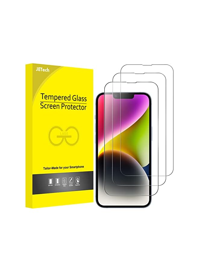 Jetech Full Coverage Screen Protector for iPhone 14 Plus 6.7-Inch, 9H Tempered Glass Film Case-Friendly, HD Clear, 3-Pack - Image 1