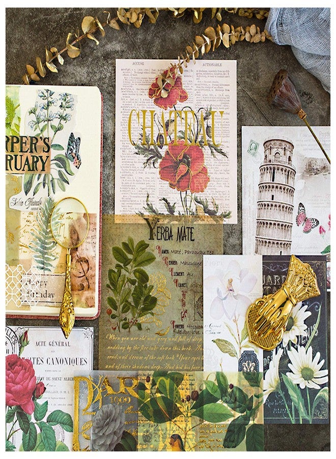 CATaireen Junk Journal Card Making Supplies Kit Scrapbooking Embellishments Collage Decoupage Art Craft for Adults Large DIY TN Travel Notebook Vintage Gold Washi Paper Ephemera Pack 120pcs - Image 5