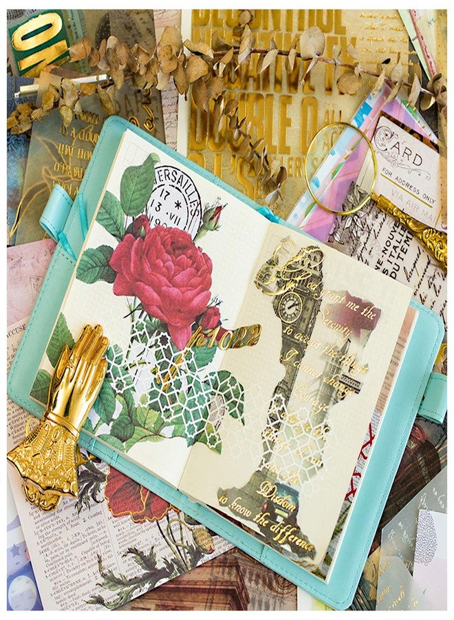 CATaireen Junk Journal Card Making Supplies Kit Scrapbooking Embellishments Collage Decoupage Art Craft for Adults Large DIY TN Travel Notebook Vintage Gold Washi Paper Ephemera Pack 120pcs - Image 2