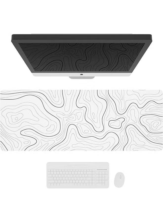 Arabest Extra Large Mouse Pad, Gaming Mouse Pad, Waterproof Extra Large Mousepad with Stitched Edges, Non-Slip Base Keyboard Pad for Gamer, Office & Home, 31.5 x 11.8in, White - Image 2