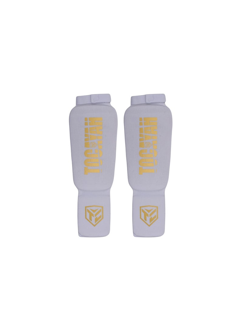 TOCAYAH Shin Instep Guards | Lightweight Cotton Elastic Shin Guards for MMA, Muay Thai & Kickboxing | Beginner Training Shin & Foot Protection Gear - Image 1