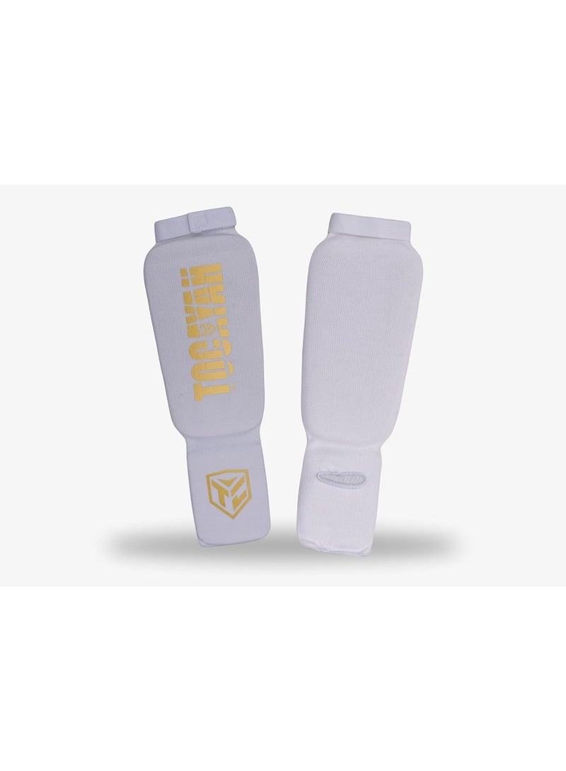 TOCAYAH Shin Instep Guards | Lightweight Cotton Elastic Shin Guards for MMA, Muay Thai & Kickboxing | Beginner Training Shin & Foot Protection Gear - Image 2