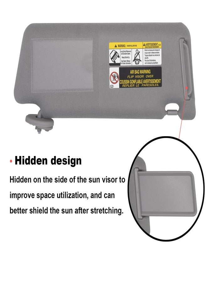 NHILES Left Driver Side Sun Visors Compatible with Toyota Tacoma 2005-2015 Without Light #74320-04181-B1 Grey - Image 5