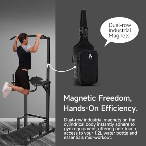 VAKAER Magnetic Gym Bag, Water Bottle Carrier Holder with Phone Pocket & Adjustable Strap,10 Ultra-Strong Magnets Stick to Fitness equipment, Workout Accessories Pouch for Women & Men - Image 3